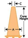 28” traffic cone height diagram