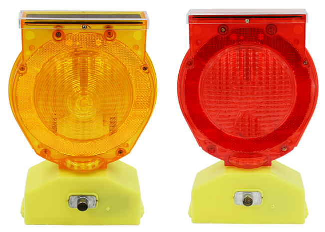 Ocamo Traffic Strobe Warning Lights Sign Lamp for Road Barricade ConstructionSolar Powered LED Flicker Beacon Lamp Red warning light 