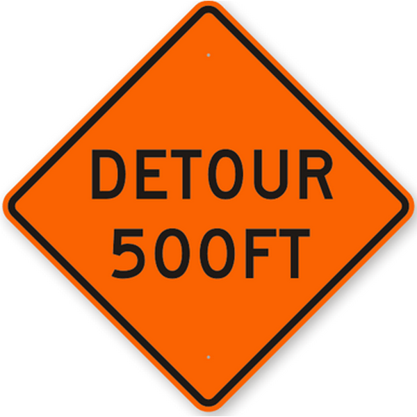 24" Standard Reflective Detour 500 Feet