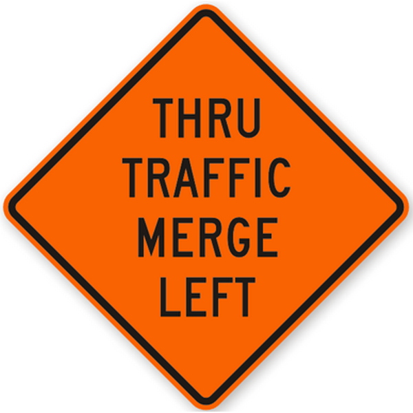 24" Standard Reflective Thru Traffic Merge Left