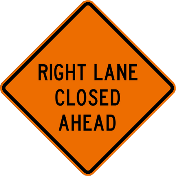 Right Lane Closed Ahead