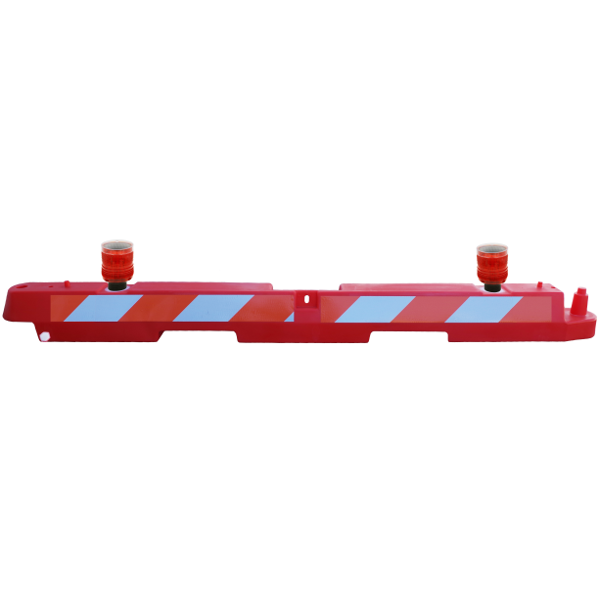 10" x 96" Airport Barricade Orange/White Reflective Sheeting Yes Orange/White Hi Intensity Sheeting Both Sides / Optional Lights Include (2) 360 Degree Screwbase Red Flashing/Steady Burn Lights / Optional Flags No Flags / Plastic Airport Barricade 10" x 96" x 10"