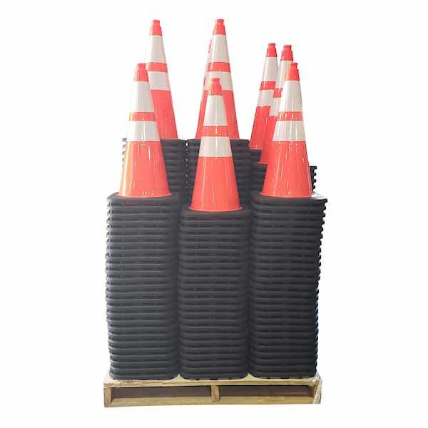 300 Traffic Cones Full Pallet 28" 7lb w/ 4" & 6" H