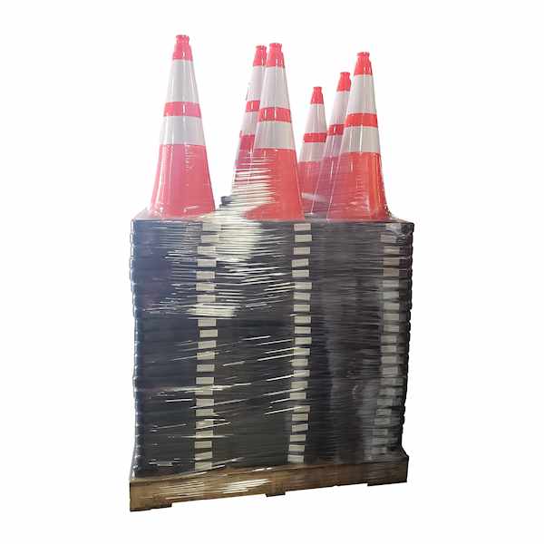 200 Traffic Cones Full Pallet 28" 10lb w/ 4" & 6" 