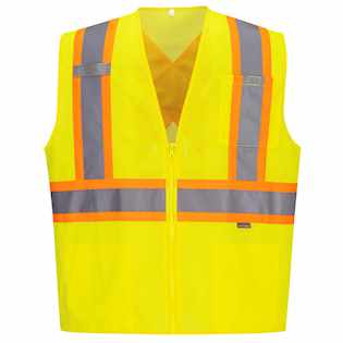 X-Back Contrast Tape Safety Vest Yellow