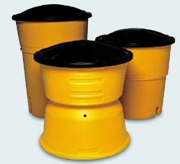 sand barrel, yellow traffic barrel