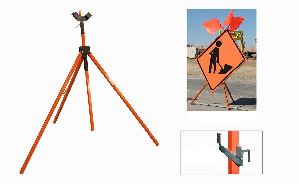 T155 Dicke Tripod Telescoping Sign Stand For Rigid & Roll Up Signs at